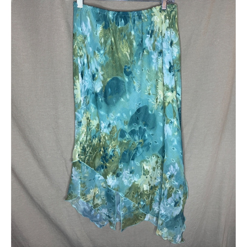 Floral Watercolor Asymmetrical Handkerchief Hem Skirt FairyCore Mermaid 12P - Picture 2 of 5